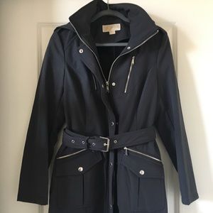 Water resistant, car length, lined coat